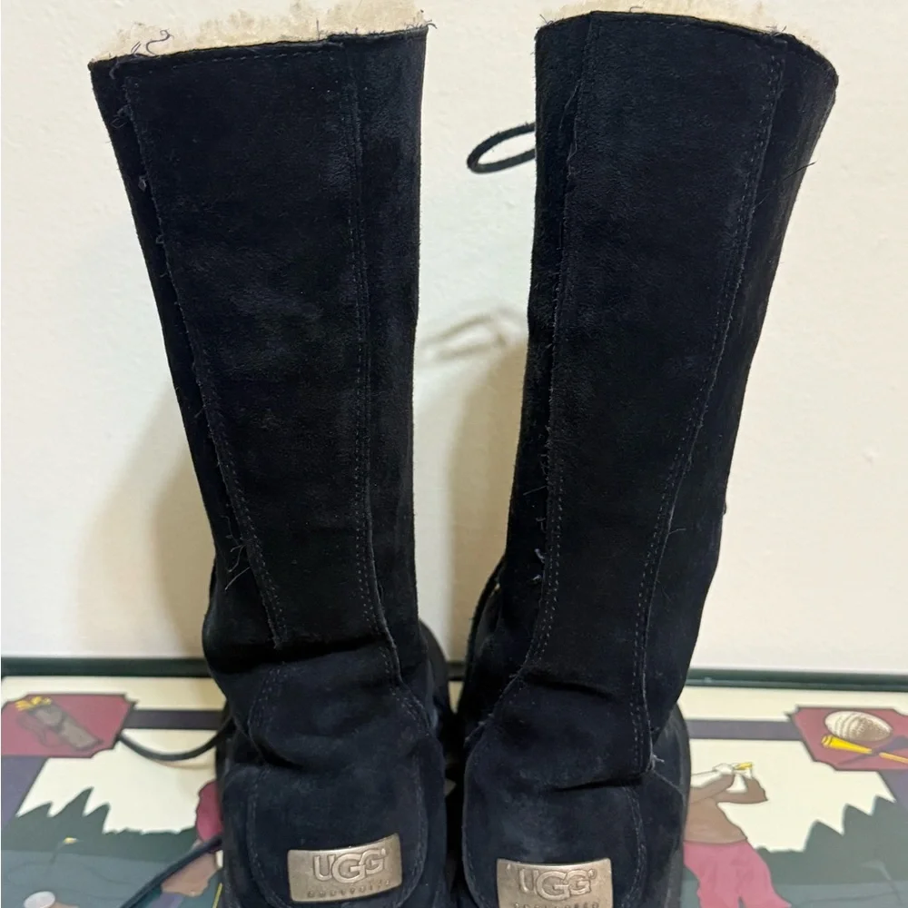 UGG Whitley Tall Lace‎ Up Boots in Black Size 9